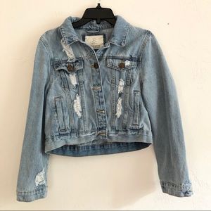 Cropped Distressed Jean Jacket